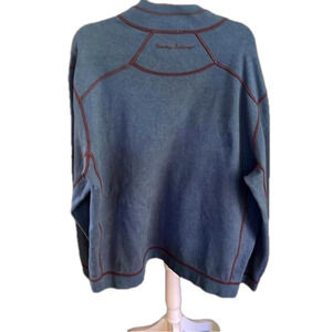 Tommy Bahamas reversible heavy weight 1/4 zip sweater in faded maroon & blue